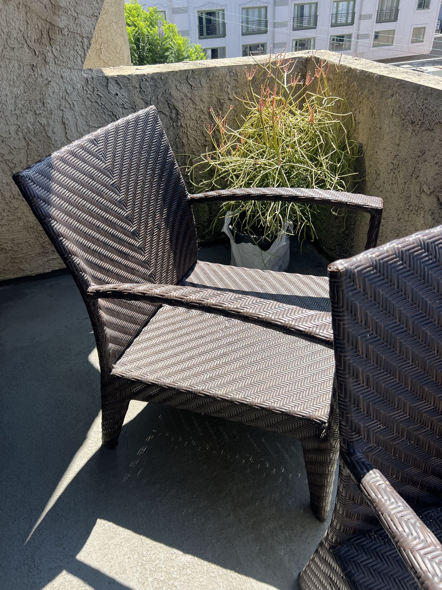 Outdoor / Patio Furniture Chairs (2) Brown Wicker