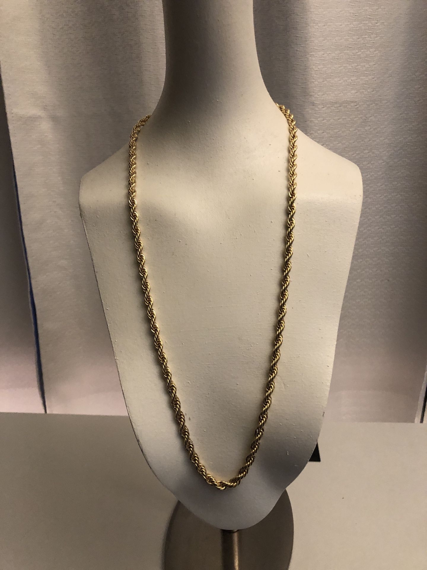 14k Gold Plated Rope Chain 30" 6mm