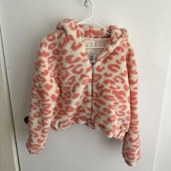 Leopard Print Hooded Teddy Jacket