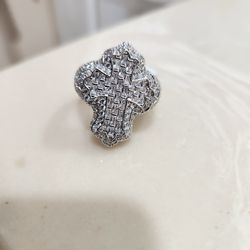 Big Iced Out Cross Ring size 11
