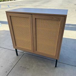 New In Box 31.5x15x33 Inches Tall Entry Way Rattan Buffet Sideboard Cabinet Cupboard Teak Microwave Stand Shoe Rack Shelf 