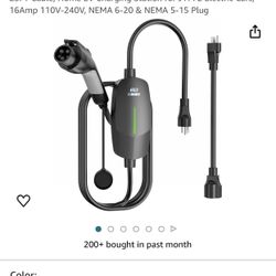 Level 1&2 EV Charger, Electric Vehicle Portable Charger with 25FT Cable, Home EV Charging Station for J1772 Electric Cars, 16Amp 110V-240V, NEMA 6-20
