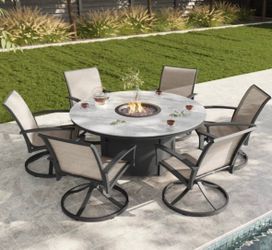 Great Condition! Agio Clearfield 7-piece Sling Fire Outdoor Patio Dining Set
