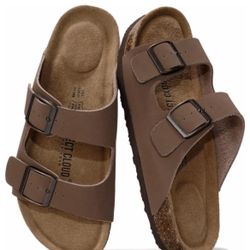 Project Cloud Genuine Leather Flat Sandals Women 2025 Beach Essentials Womens Sandals Memory Foam Vacation Essentials Slides for Women Footwear 