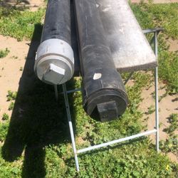 Two Fishing Pole Tubes PVC lengths 66 1/2 Inches And 88 Inches By 4 Inch Inside Dia The 66 1/2 Inch  Has A Sling Attached 