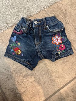 The Children Place Baby Girls Denim Floral Shorts. Size 6-9 Months 