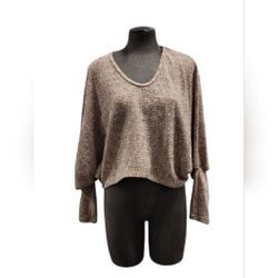 Pink Brown Dolman Vneck Knit Sweater Size Large