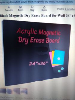 Acrylic Black Magnetic Dry Erase Board 36"x24"