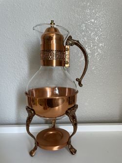 Vintage Princess House Copper and Brass Coffee Carafe with Stand
