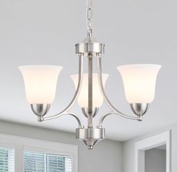 3 Light Brushed Nickel Chandelier