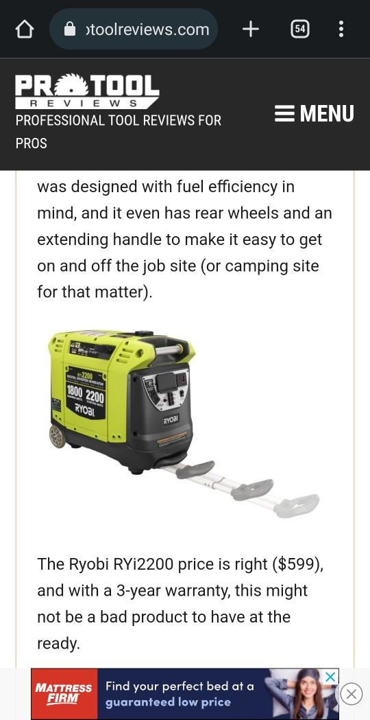Ryobi RYi2200 Digital Inverter Generator 1800/2200W for Sale in Seattle