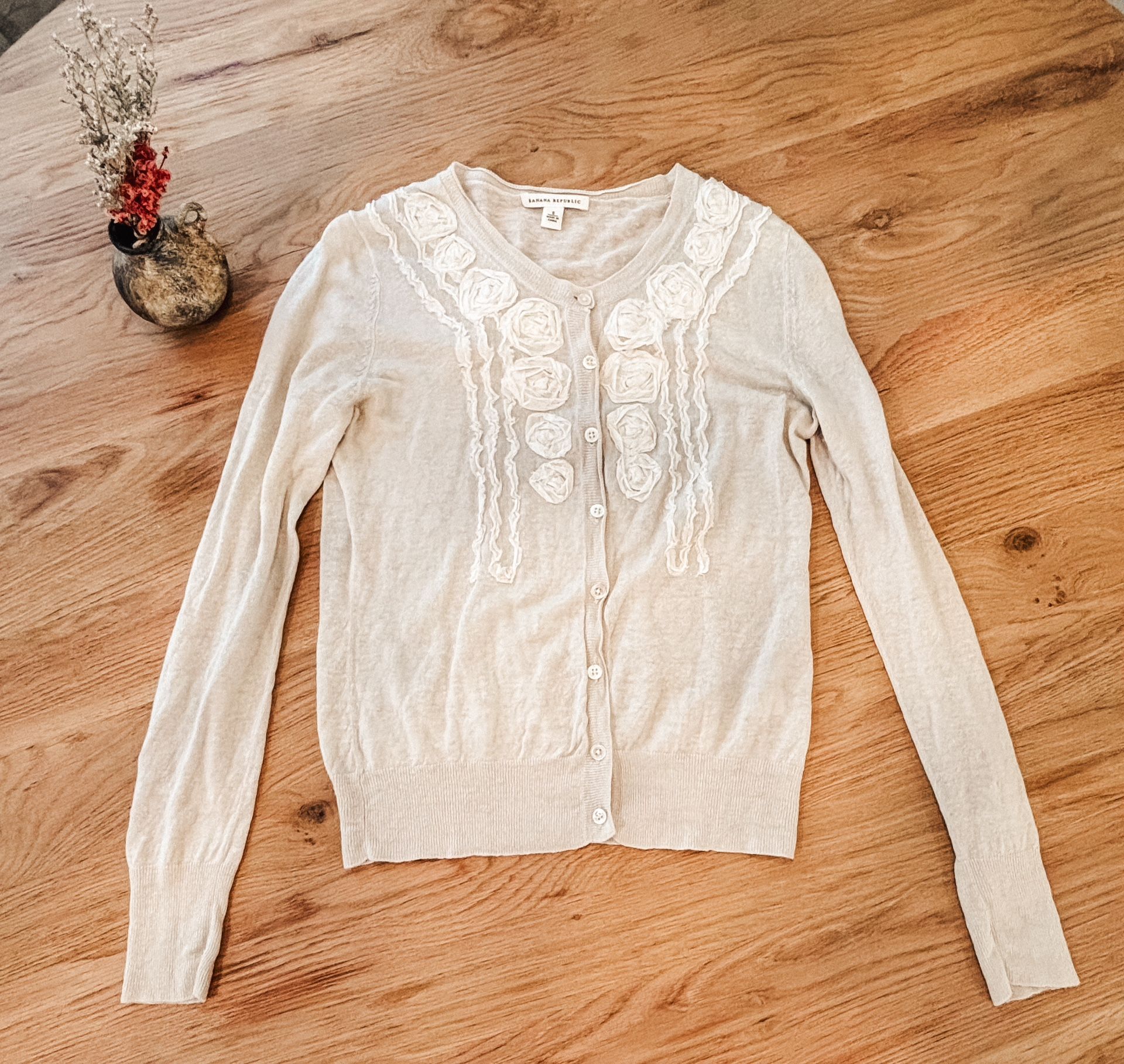 Banana Republic Merino Wool Blend Ivory Cardigan