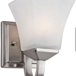 Design House 587733 Torino Traditional 1-Light Indoor Dimmable Up/Down Mount Bathroom Vanity Light with Frosted Glass for Hallway Foyer, Satin Nickel
