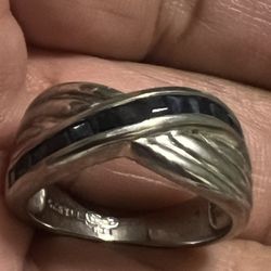 Sterling Silver Sapphire  Vintage  Size 6 Ring
