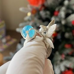 Original elf ring ring girl little angel wings retro inlay exquisite flower fairy