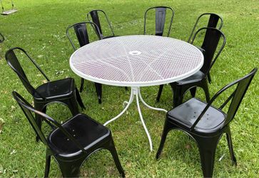 8 metal chairs