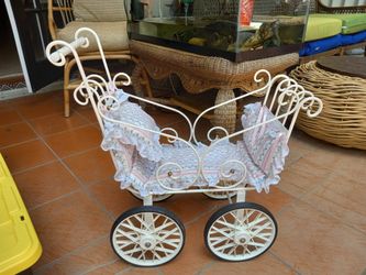 Vintage Iron Toy Or Prop Doll Stroller 27x13