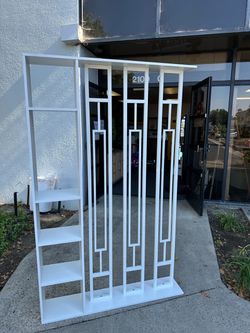 New 64”x48” White Room Divider 4 Shelves Room Divider Wall Partition