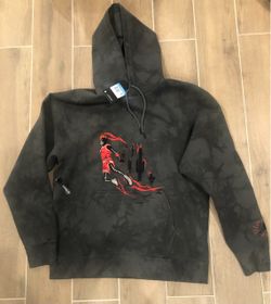 Travis Scott Jordan Washed Suede Hoodie Grey Mens Medium