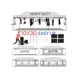 10x30 EASY UP HEAVY DUTY White Gazebo Wedding Party Tent Canopy  With Sidewalls-(FOR SALE) Carpa