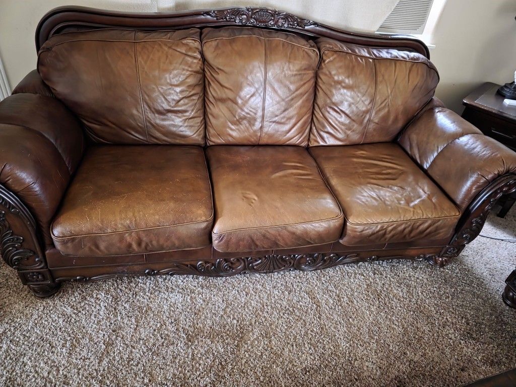 Leather Sofa and Love Seat