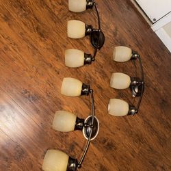 3 Bathroom Vanity Light Fixtures (Bronze Finish, Frosted Glass)