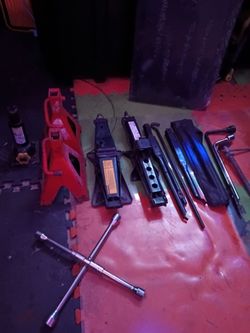 Jacks tire irons and jack stands