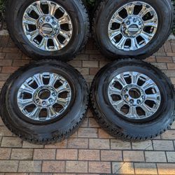 Ford F250 F350 Super Duty 3/4 Ton Truck OEM Chrome 18" Wheels Center Caps 18 Inch Rims and Tires
