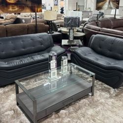 2PC Black Livingroom sofa set