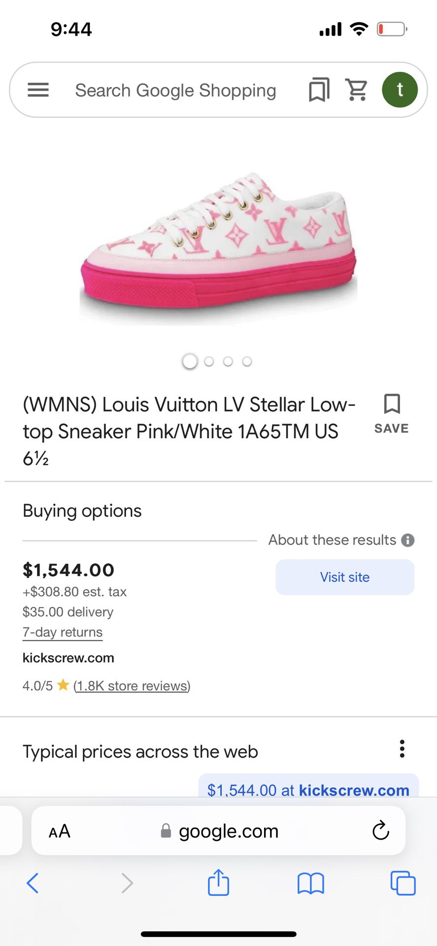 Louis Vuitton LV Stellar Sneaker 1A65TM