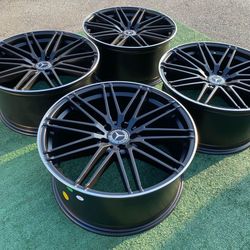 20” Staggered Matte Black Machined AMG Wheels For Mercedes Brand NEW 4X Set S Class E Class C Class