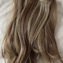 Human Hair Dark & Beige Blonde Clip-in Hair Extensions 