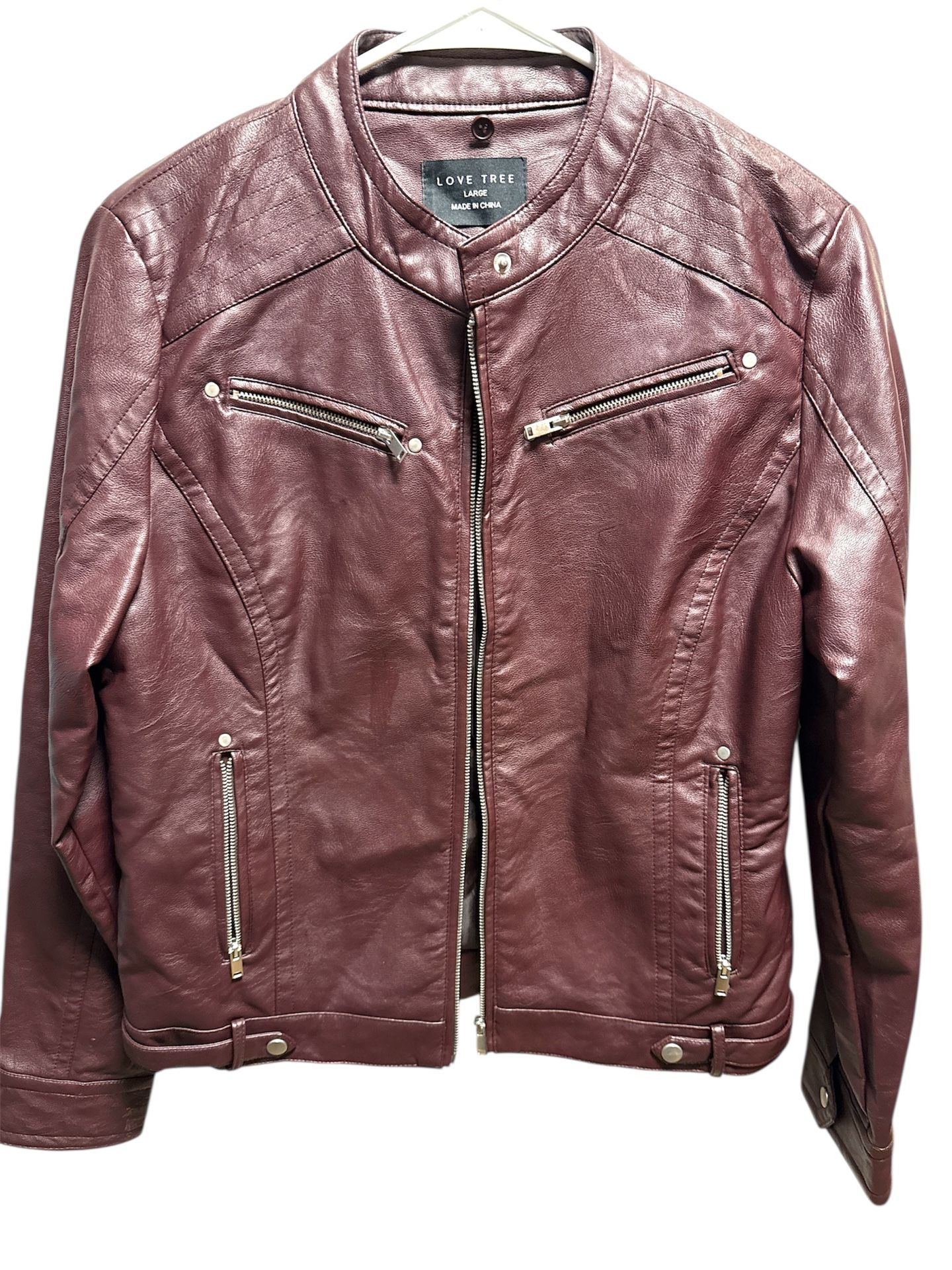 Love Tree Brown Leather Jacket