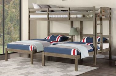 Brand New Grey Twin Size Triple Bunk Bed