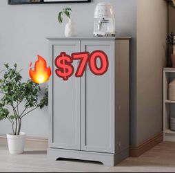 OLD CAPTAIN Kitchen Pantry Cabinet 48", Freestanding Pantry Cabinets with Doors Adjustable Shelves and Induction Lamp for Kitchen, Living Room and Din