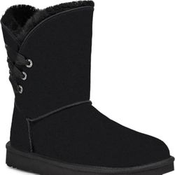 Black Constantine satin bow ankle boots size 5 NIB