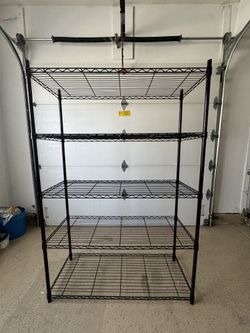 Black 5-Tier Wire Shelving Unit – Heavy Duty Storage Rack – Great Condition