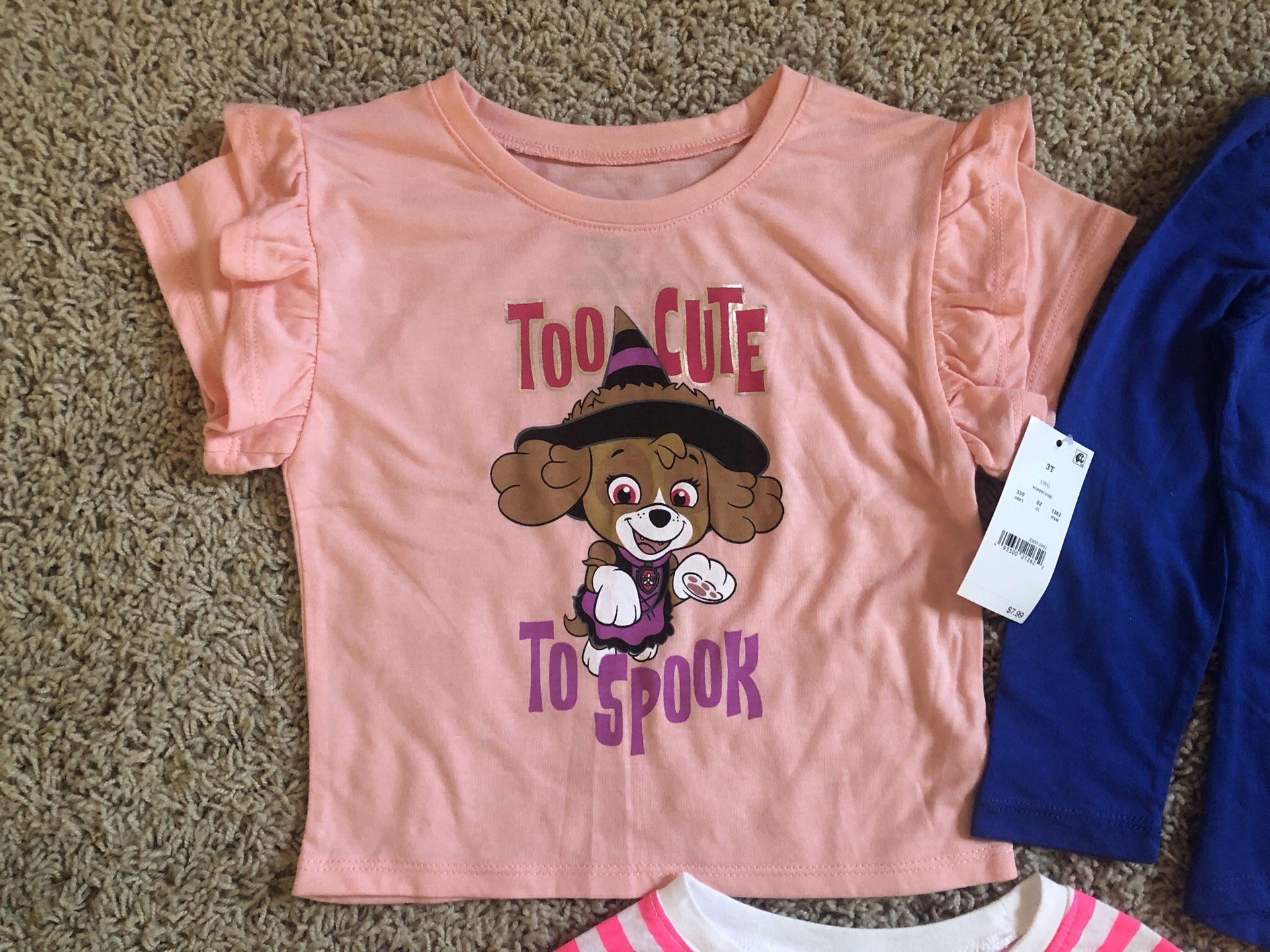 NEW 3T Toddler Girls Halloween shirt lot: Paw Patrol, Sesame Street Elmo & Cat & Jack