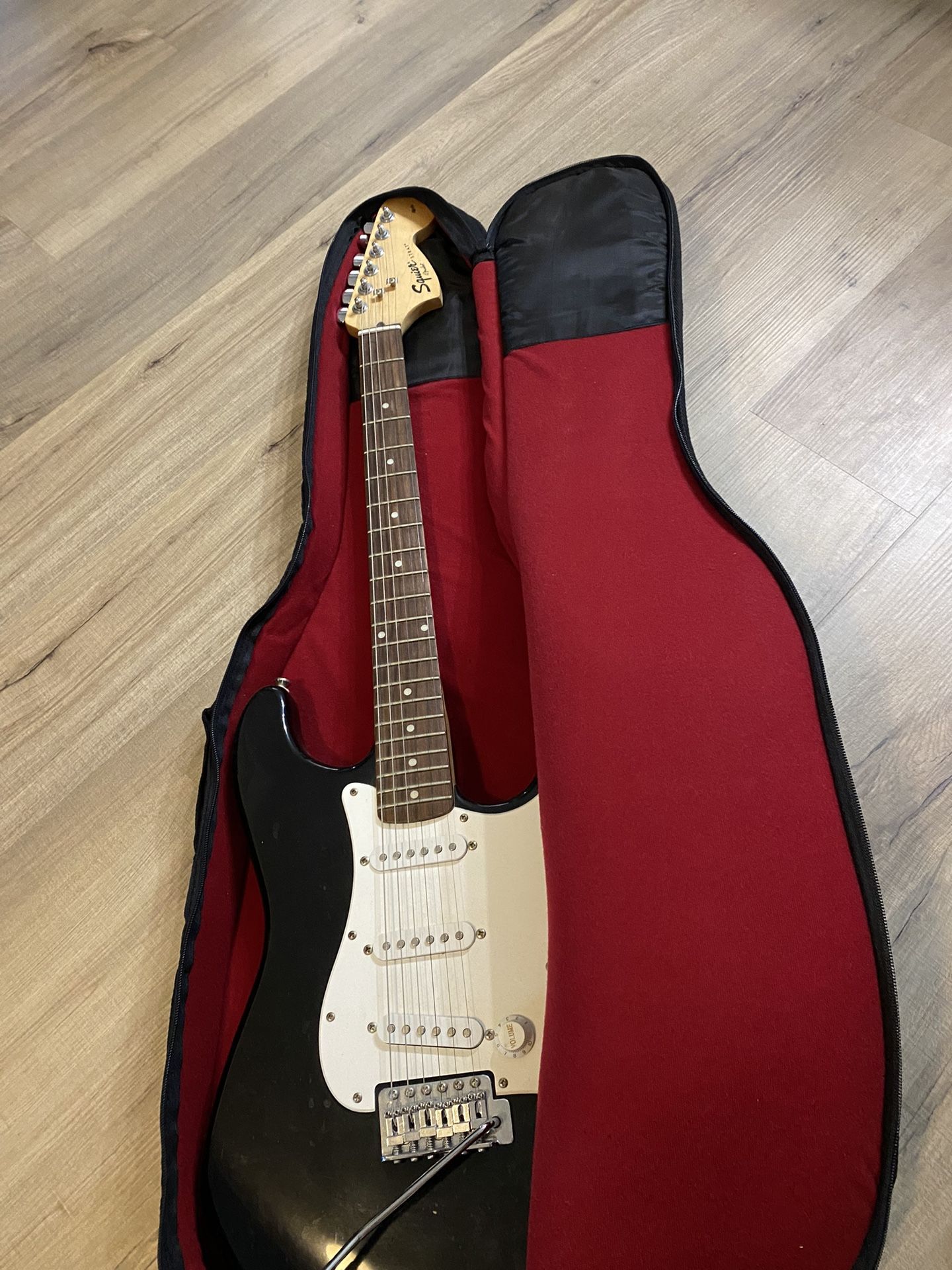 Black Fender Squire Strat With Case