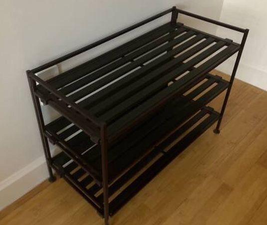 Crate & Barrel 3 - Tier Stackable Iron Shelf Closet Organizer Brown