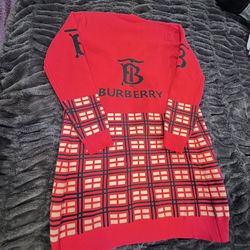 Red cardigan sweater opens in the front