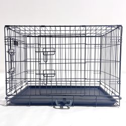 Dog Wire Cage 30 inches Reinforced Dog Crate Collapsible Pet Cage with Double Doors Leak Proof Plastic Tray Outdoor Indoor Portable for Pets Cats and 
