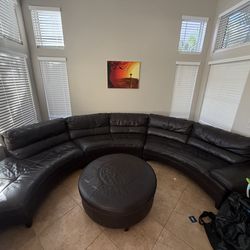 Large Leather Crescent Couch