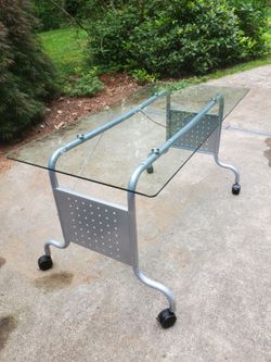 (Cross posted) Modern Glass Top Rolling Table