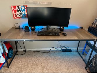 Computer desk with power outlets and usb port
