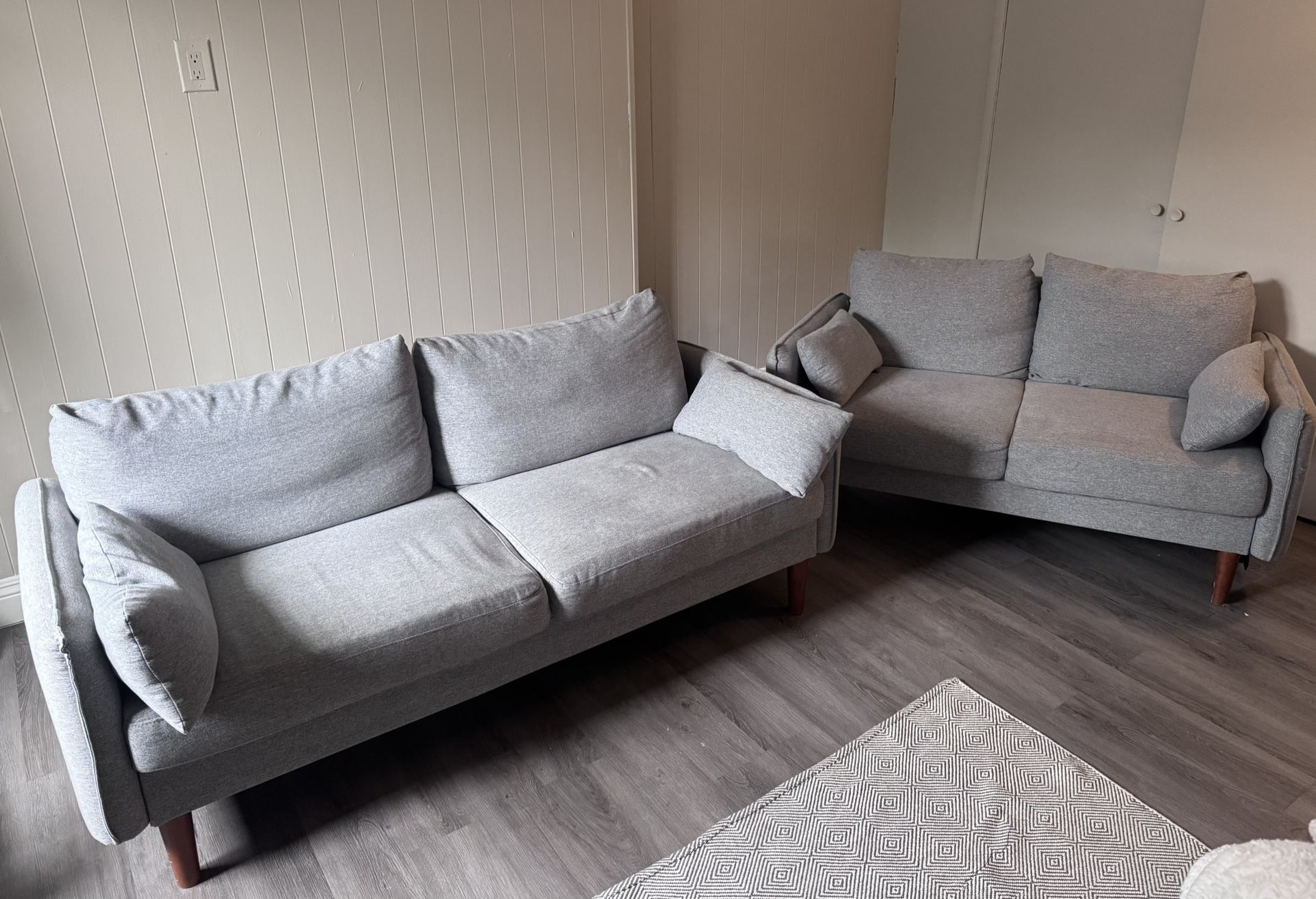 Set of two light gray  Wayfair couches for sale 