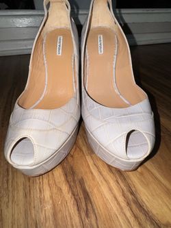Emporio Armani Croc-Embossed Peep Toe Platform Pumps Heels Size 36 Made in Italy