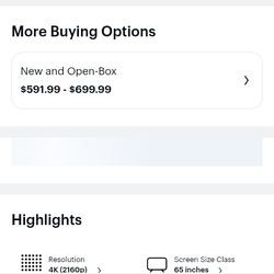 Samsung 65in LED TV 350$