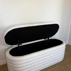 Modern Cream Storage Ottoman