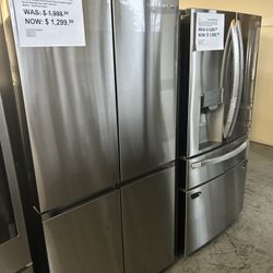 New 23 cu. ft. Smart Counter Depth 4-Door Flex™ refrigerator with AutoFill Water Pitcher and Dual Ice Maker in Stainless Steel